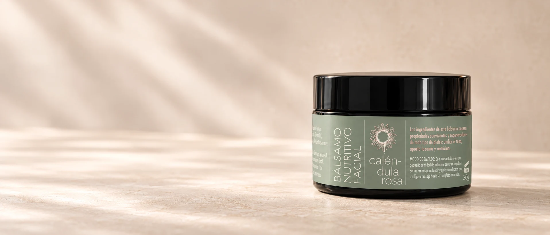 Tarro de bálsamo nutritivo facial Caléndula Rosa con beef tallow y caléndula